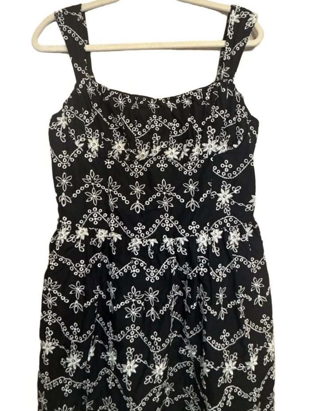 Whimsigoth Francesca's Eyelet Embroidered Mini Dress XL Black White
